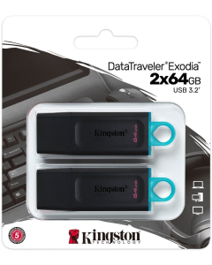 USB Флеш 64Gb Kingston DataTraveler Exodia USB3.2 2 Pieces (2шт) Чорна (Black Blue)