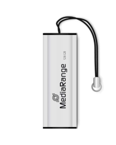 USB флешка 128 Гб MediaRange USB3.0 Серебристая (черно-серая)