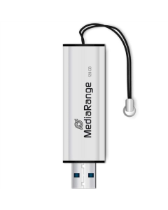 USB флешка 128 Гб MediaRange USB3.0 Серебристая (черно-серая)