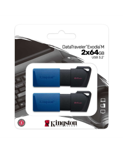 USB Флеш 64Gb Kingston DataTraveler Exodia M USB3.2 (DTXM/64GB-2P) (2шт) Чорна (Black Blue)