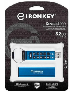 USB Флеш 32Gb Kingston IronKey Keypad 200 USB3.2 Блакитна (Blue)
