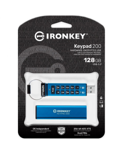 USB Флеш 128Gb Kingston IronKey Keypad 200 USB3.2 Блакитна (Blue)