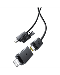 USB-кабель Baseus Versatile Two-for-Two USB/Type-C к Type-C/Lightning 60W (0.6 м) Черный (Black)!