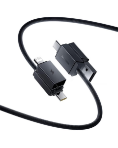 USB-кабель Baseus Versatile Two-for-Two USB/Type-C к Type-C/Lightning 60W (0.6 м) Черный (Black)!