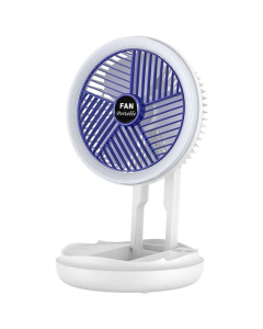 Вентилятор портативний настільний Folding Fan 2in1 with Night Light Білий (White)