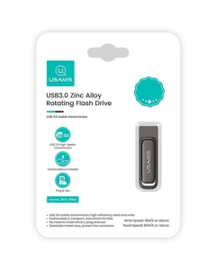 USB флеш-накопитель 256 Гб Usams US-ZB334 USB 3.0 с поворотным механизмом, черного цвета (цинковый сплав)