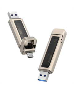 USB флеш-накопитель 512 Гб Usams US-ZB280 2в1 USB 3.2 + Type-C GEN1 с двумя портами 10G Серебристый (Алюминиевый сплав)