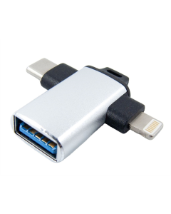 OTG кабель Dengos USB-Lightning/USB Type-C Silver (ADP-022) Срібний (Silver)