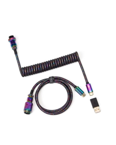 USB кабель Keychron Premium Coiled Aviator Type-A/Type-C Cable-Straight Rainbow Чорний (Black)