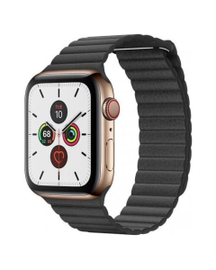 Смарт-годинник Apple Watch 5 4G 44mm Gold/Black Leather Loop (MWQN2)