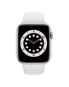 Смарт-годинник Apple Watch 6 44mm Silver Aluminum Case w. White Sport B. (M00D3)