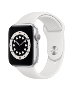 Смарт-годинник Apple Watch 6 44mm Silver Aluminum Case w. White Sport B. (M00D3)