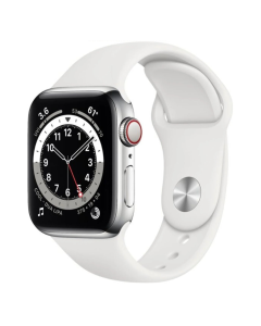 Смарт-годинник Apple Watch 6 4G 40mm Silver Stainless Steel Case with White Sport Band (M02U3/M06T3)