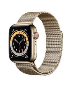 Смарт-часы Apple Watch 6 4G 44 мм с золотым корпусом из нержавеющей стали и золотым миланским плетением (M07P3/M09G3)