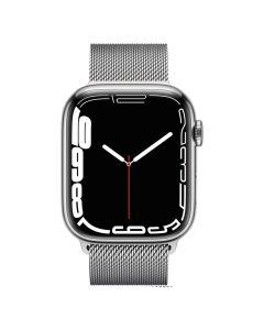 Смарт-часы Apple Watch 7 4G 41 мм, корпус из нержавеющей стали цвета серебряного с миланской петлей цвета серебряного (MKHX3/MKHF3)