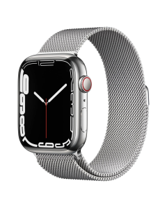 Смарт-часы Apple Watch 7 4G 41 мм, корпус из нержавеющей стали цвета серебряного с миланской петлей цвета серебряного (MKHX3/MKHF3)
