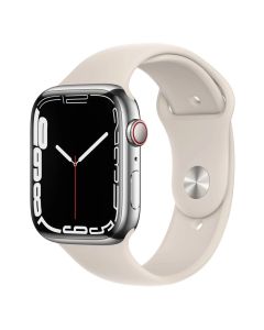 Смарт-годинник Apple Watch 7 4G 45mm Silver Stainless Steel Case with Starlight Sport Band (MKJD3/MKJV3)