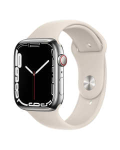 Смарт-годинник Apple Watch 7 4G 45mm Silver Stainless Steel Case with Starlight Sport Band (MKJD3/MKJV3)