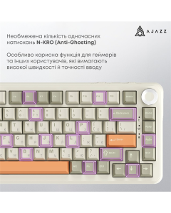 Клавіатура бездротова Ajazz AK820 Max Flying Fish Switch Retro Colour Біла (White)