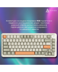 Клавіатура бездротова Ajazz AK820 Max Flying Fish Switch Retro Colour Біла (White)