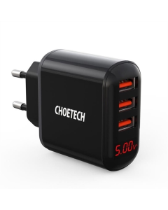 Зарядное устройство Choetech (3USBх2.4A) (Q5009-EU) Черное (Black)