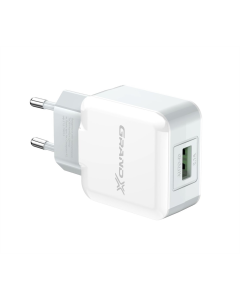 Зарядний пристрій Grand-X (1xUSB 2.1A) Білий (White)