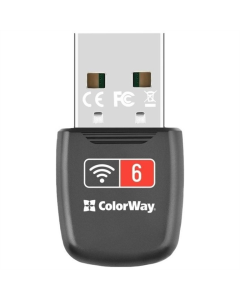 Wi-Fi адаптер ColorWay Wi-Fi 6 (CW-AD-W1) Чорний (Black)