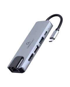 Type-C хаб Cablexpert 5 ports USB Type-C Срібний (Silver)
