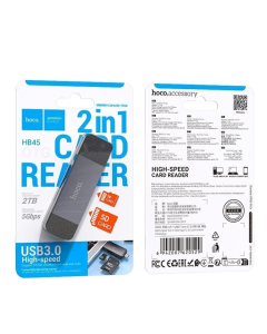 Кардридер Hoco HB45 Spirit 2-в-1 USB-USB Type-C 3.0 Черный (Black)