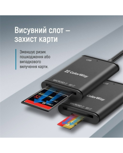 Картридер ColorWay 3-в-1 (CW-CR-02) Черный (Black)