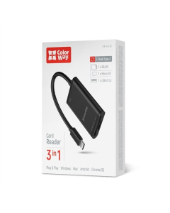 Картридер ColorWay 3-в-1 (CW-CR-02) Черный (Black)