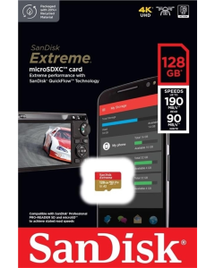 Карта памяти MicroSD SanDisk 128 ГБ C10 UHS-I U3 R190/W90MB/s Extreme V30