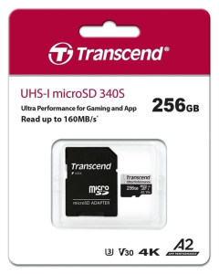 Карта пам'яті MicroSD Transcend 256GB C10 UHS-I U3 A2 R160/W125MB/s + SD