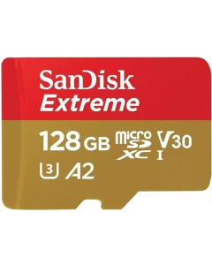 Карта памяти MicroSDXC SanDisk Extreme 128GB C10 UHS-I V30 U3 R190/W90MB/s + SD (SDSQXAA-128G-GN6MA)