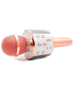 Караоке микрофон-колонка WS858 Розовый (Розовое золото)