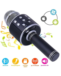 Караоке микрофон-колонка WS858L Черный (Black)