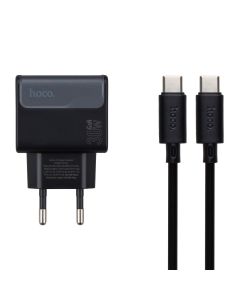 Зарядное устройство Hoco CS72A 1Type-C PD 30W + кабель Type-C to Type-C Черный (Black)