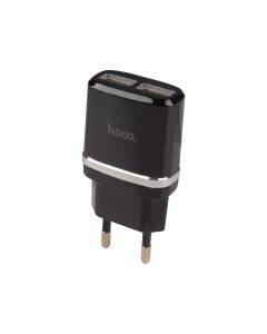 Зарядное устройство Hoco C12 + кабель micro-USB 2USB 2.4A TST Черный (Black)