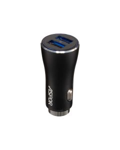 Автомобільний зарядний пристрій Aspor A918 metal 2USB/3.4A LED Чорний (Black)