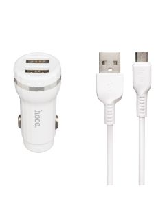 Автомобільний зарядний пристрій Hoco Z27 Staunch 2USB/2.4A + кабель Micro-USB Білий (White)