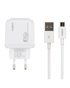 Зарядний пристрій Moxom KH-67Y QC 3.0 + кабель micro USB Білий (White)