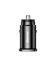 Автомобільний зарядний пристрій Baseus Square Metal PD 3.0 QC 4.0+ 30W USB+Type-C Чорний (Black)