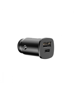 Автомобільний зарядний пристрій Baseus Square Metal PD 3.0 QC 4.0+ 30W USB+Type-C Чорний (Black)