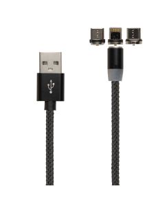 USB кабель Data & Charging/M3/Clip/X-Cable 3в1 магнітний Чорний (Black)
