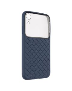 Чохол накладка для iPhone XR Baseus Glass & Weaving Синя (Blue)