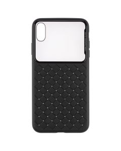 Чехол-накладка для iPhone XS MAX Baseus Glass & Weaving Черный (Black)