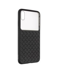 Чехол-накладка для iPhone XS MAX Baseus Glass & Weaving Черный (Black)