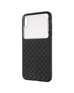 Чехол-накладка для iPhone XS MAX Baseus Glass & Weaving Черный (Black)