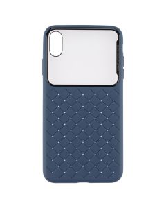 Чохол накладка для iPhone XS MAX Baseus Glass & Weaving Синя (Blue)