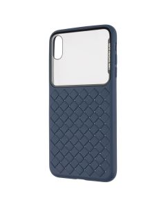 Чохол накладка для iPhone XS MAX Baseus Glass & Weaving Синя (Blue)